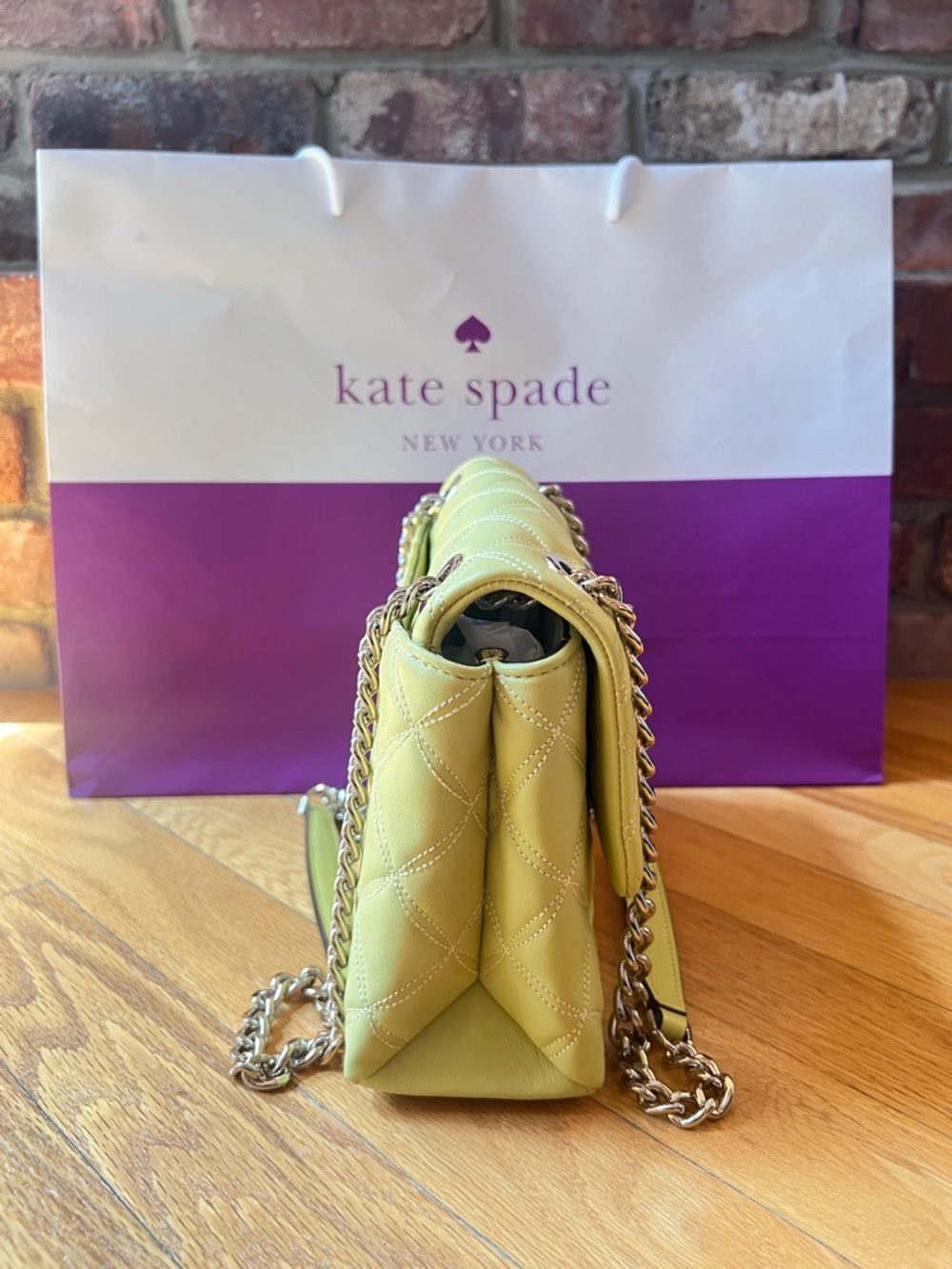 Kate Spade Yellow Green Frosty Lime Natalia Small Flap Crossbody - Picture 6 of 13